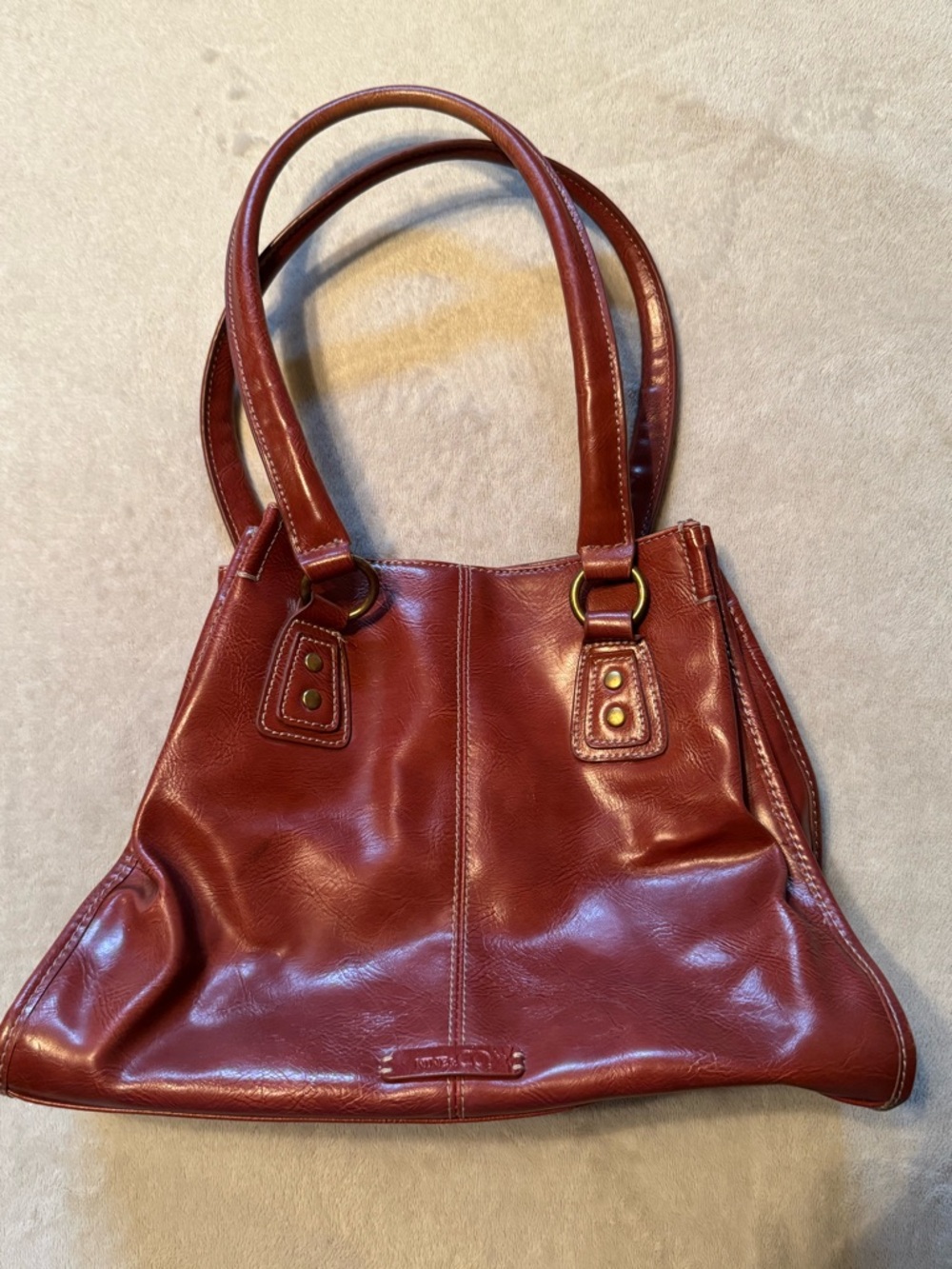 Nine & Co Burgundy Leather Shoulder Bag Purse Y2K